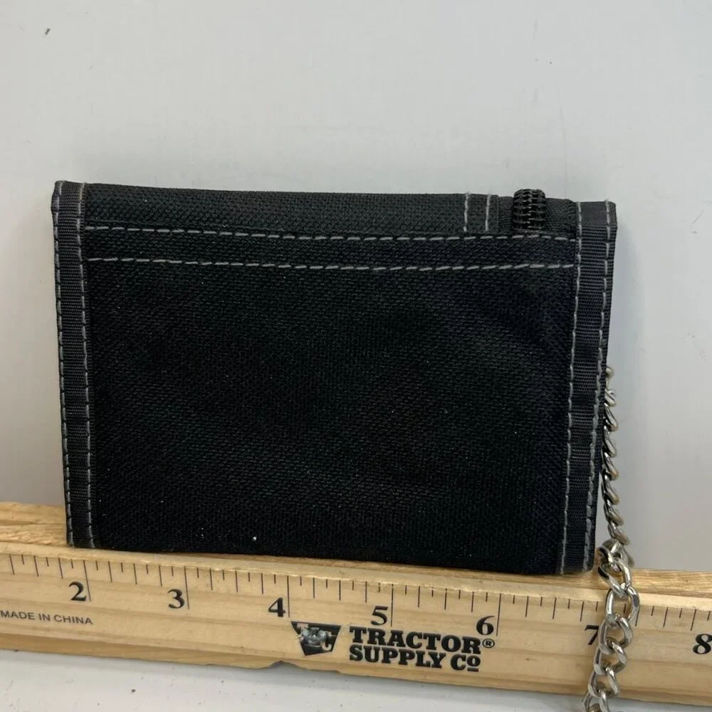 Rainforest Eagle Chain Wallet Black Trifold Nylon Biker Wallet ID Window Zip